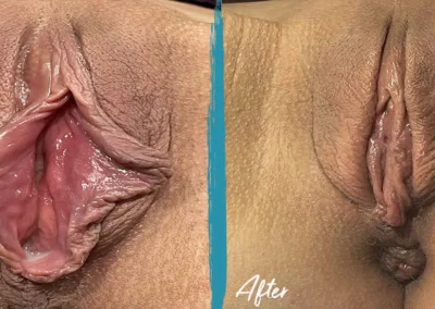 clitoral hood reduction before and after photo by mona hardas md cosmetic gynecology in flint mi